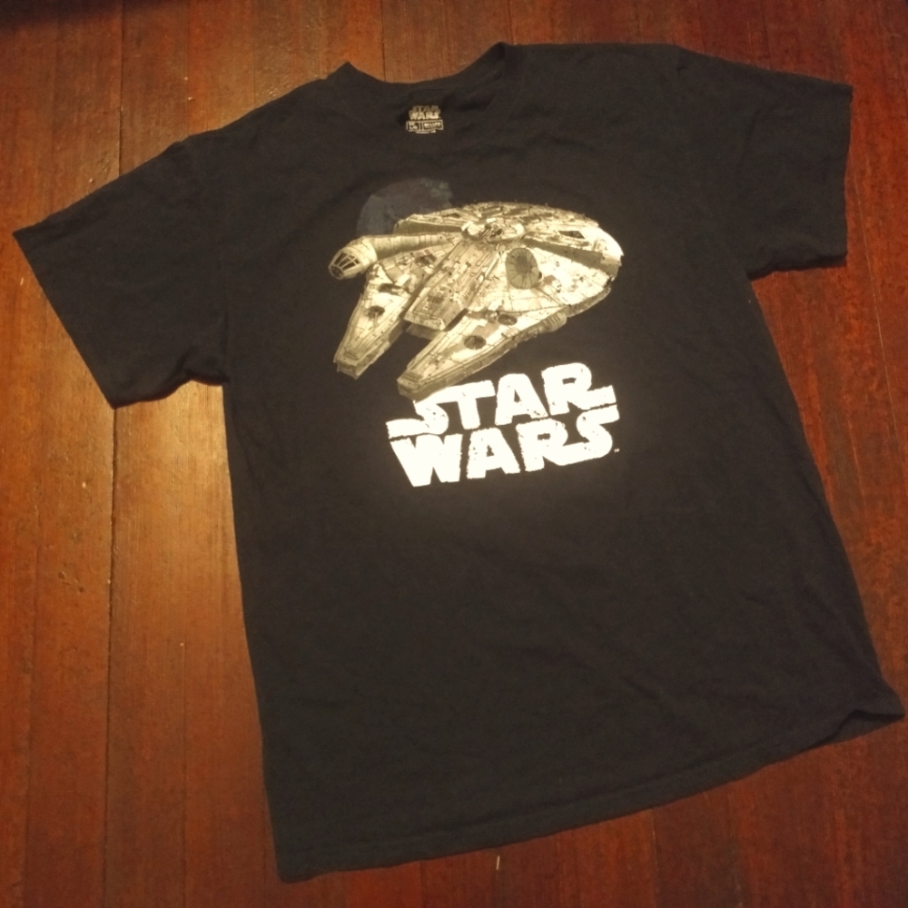 STAR WARS T-SHIRT - MILLENNIUM FALCON Jerry Leigh Large Tee Shirt Disney